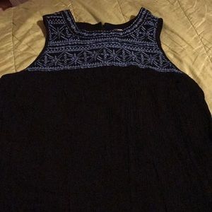 Black and blue embroidered tank top
